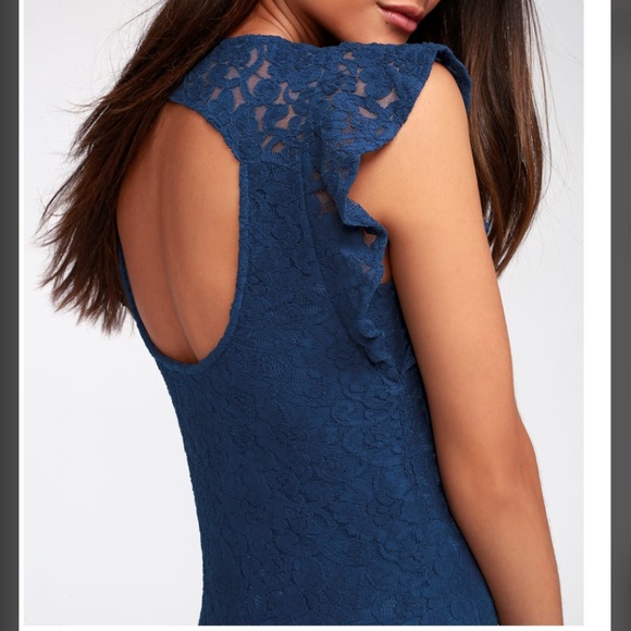 Navy Blue Lace Bodycon Dress! - Picture 4 of 6
